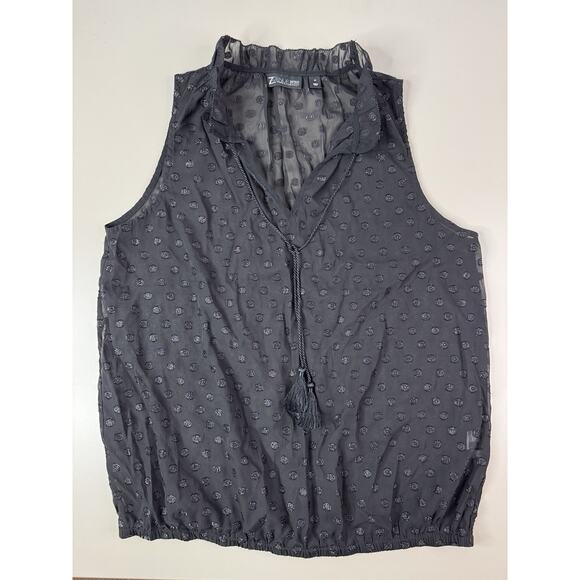 NY & Co Womens Sleeveless Sheer Top M Black Glitter Polka Dot Whimsigoth Fairy - Picture 9 of 14